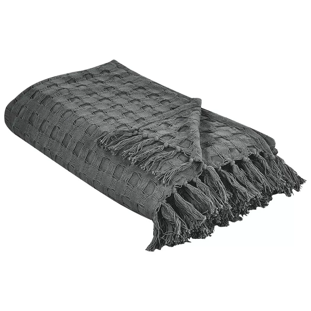 Beliani - Tagesdecke aus Baumwolle  BERE, Bere Baumwoll-Tagesdecke, ONESIZE, Spacegrau