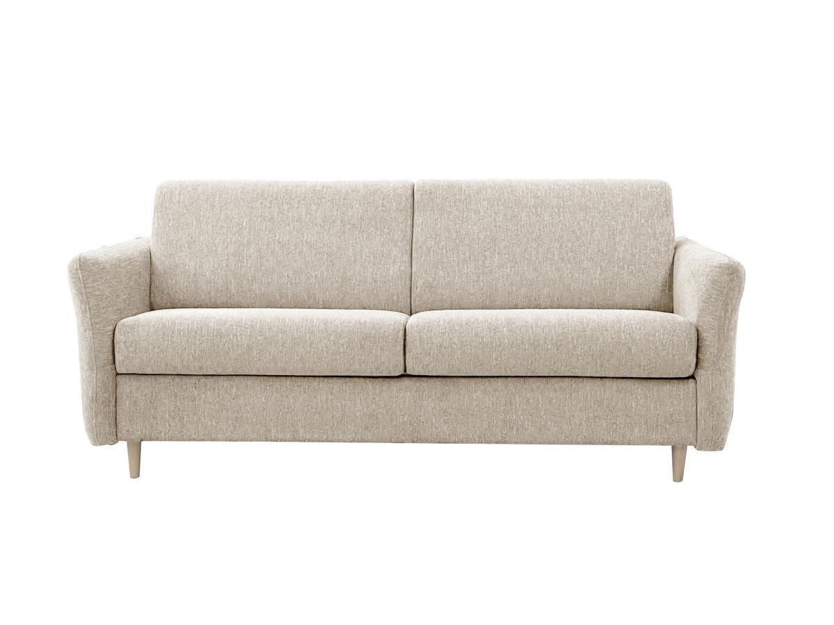 Vente-unique Schlafsofa mit Matratze 3-Sitzer - Liegefläche mit Lattenrost mit breiten Latten 140 cm - Matratze 14 cm - Stoff - Beige - ARCADIA  