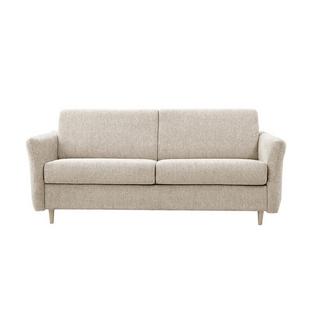 Vente-unique Schlafsofa mit Matratze 3-Sitzer - Liegefläche mit Lattenrost mit breiten Latten 140 cm - Matratze 14 cm - Stoff - Beige - ARCADIA  