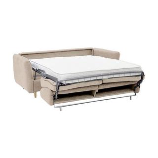 Vente-unique Canapé 3 places convertible express en tissu beige - Couchage à lattes larges 140 cm - Matelas 14cm ARCADIA  