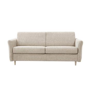 Canapé 3 places convertible express en tissu beige - Couchage à lattes larges 140 cm - Matelas 14cm ARCADIA