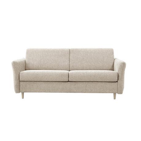 Vente-unique Canapé 3 places convertible express en tissu beige - Couchage à lattes larges 140 cm - Matelas 14cm ARCADIA  