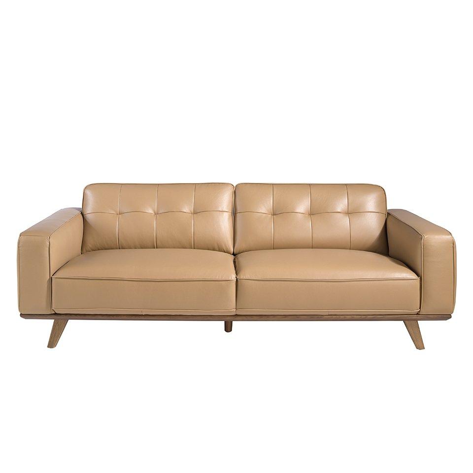 ANGEL CERDA 3-Sitzer-Sofa aus sandfarbenem Leder  