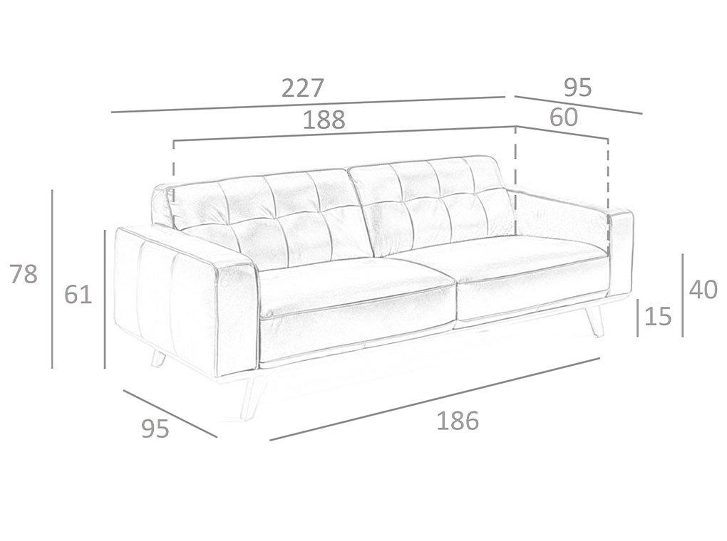 ANGEL CERDA 3-Sitzer-Sofa aus sandfarbenem Leder  