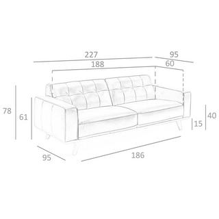 ANGEL CERDA 3-Sitzer-Sofa aus sandfarbenem Leder  