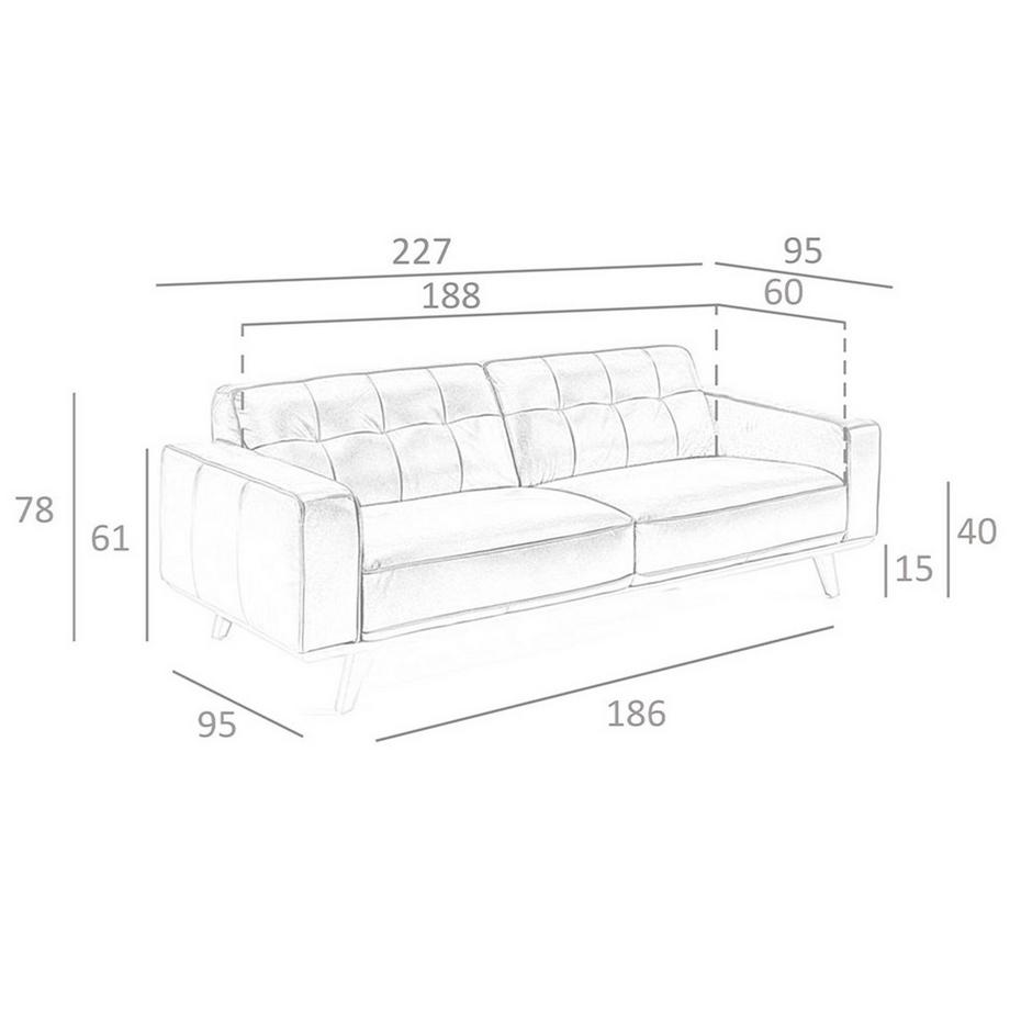 ANGEL CERDA Canapé 3 places Chester en cuir sable  