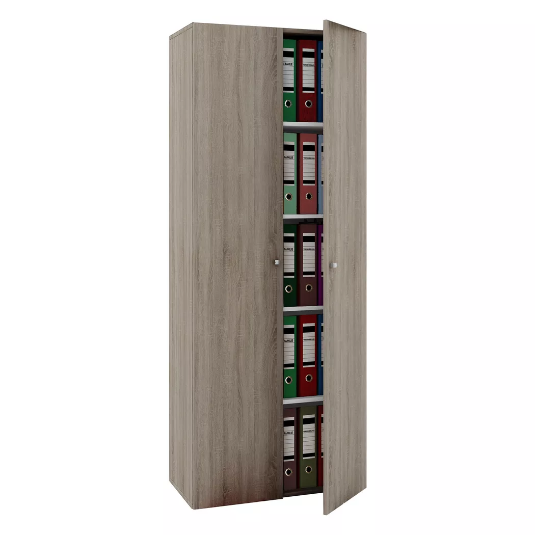 VCM - Büroschrank mit 5 Fächern | moderner Aktenschrank mit Drehtüren | Maße ca. B. 70 x  H. 178 x T. 40 cm – Vandol, One Size, Sonoma-Eiche