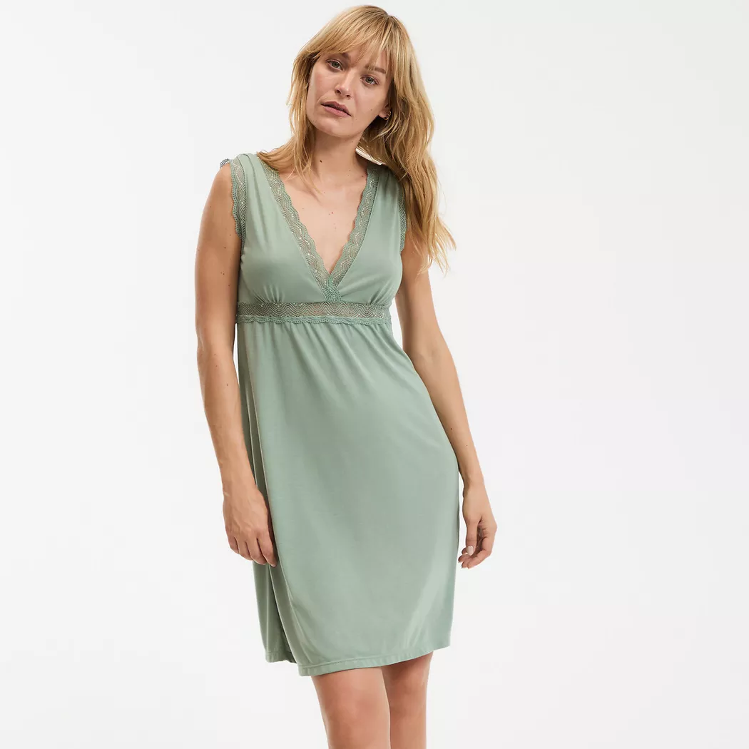 La Redoute Collections - Ärmelloses Nachthemd, für Damen, Grün, Größe 38