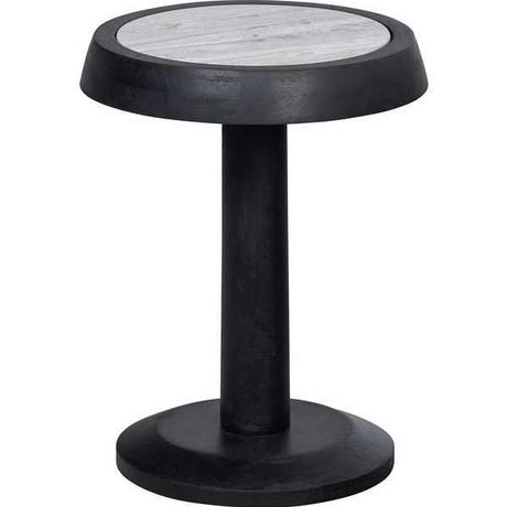 mutoni Table d'appoint Nanne manguier marbre noir 36x36  