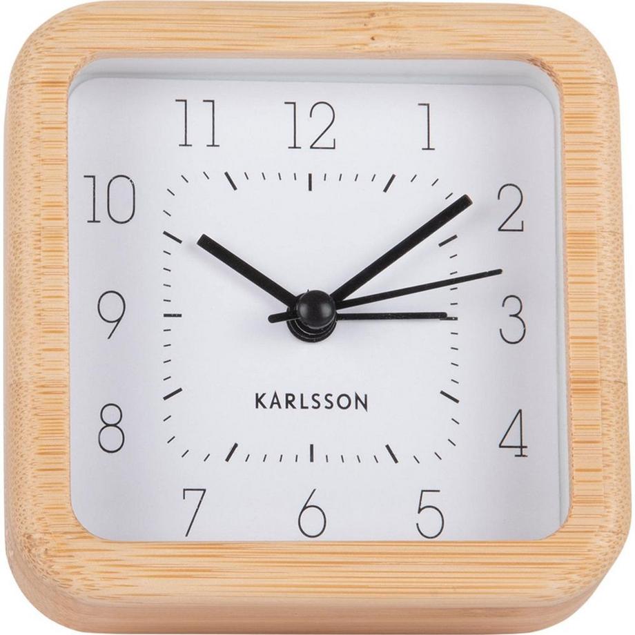 KARLSSON Klassischer Wecker Neat Square Bambus  