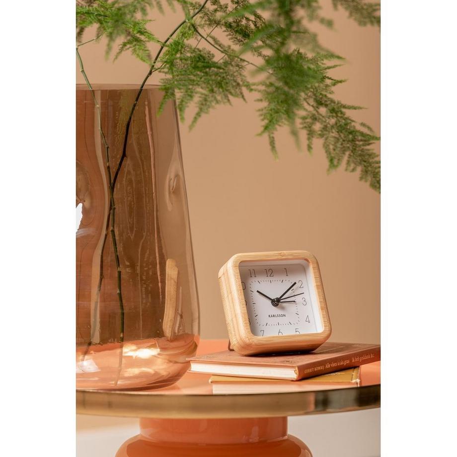 KARLSSON Klassischer Wecker Neat Square Bambus  