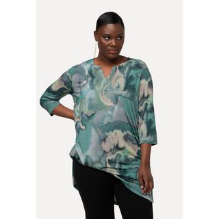 Ulla Popken Tunica Slinky Design Marmorizzato Scollo a Tunica Mezza Manica  