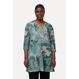 Ulla Popken Tunica Slinky Design Marmorizzato Scollo a Tunica Mezza Manica  
