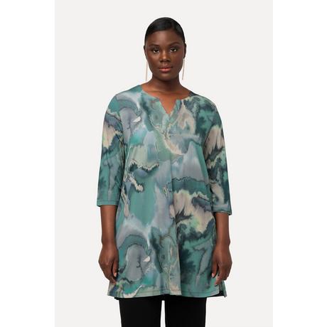 Ulla Popken Tunica Slinky Design Marmorizzato Scollo a Tunica Mezza Manica  