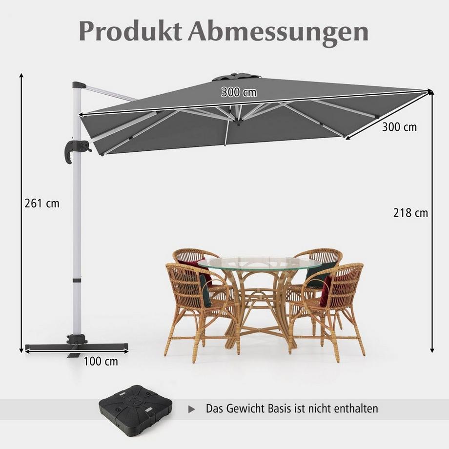 Northix Outdoor-Regenschirm, 360° drehbar  
