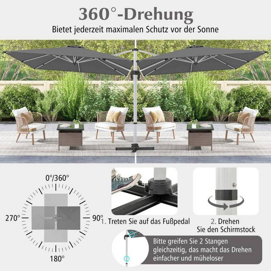 Northix Outdoor-Regenschirm, 360° drehbar  