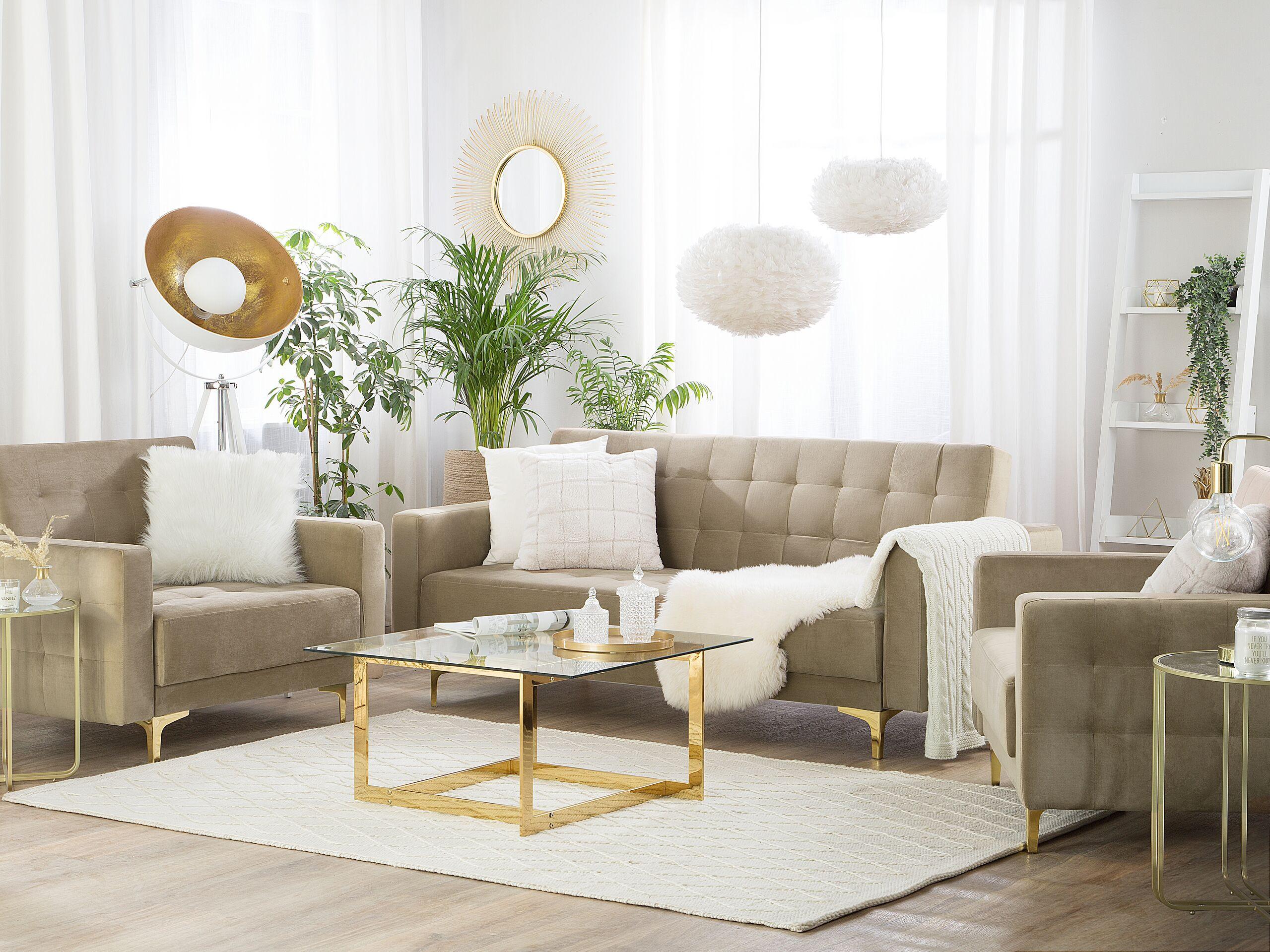 Beliani Wohnzimmer Set aus Samtstoff Modern ABERDEEN  