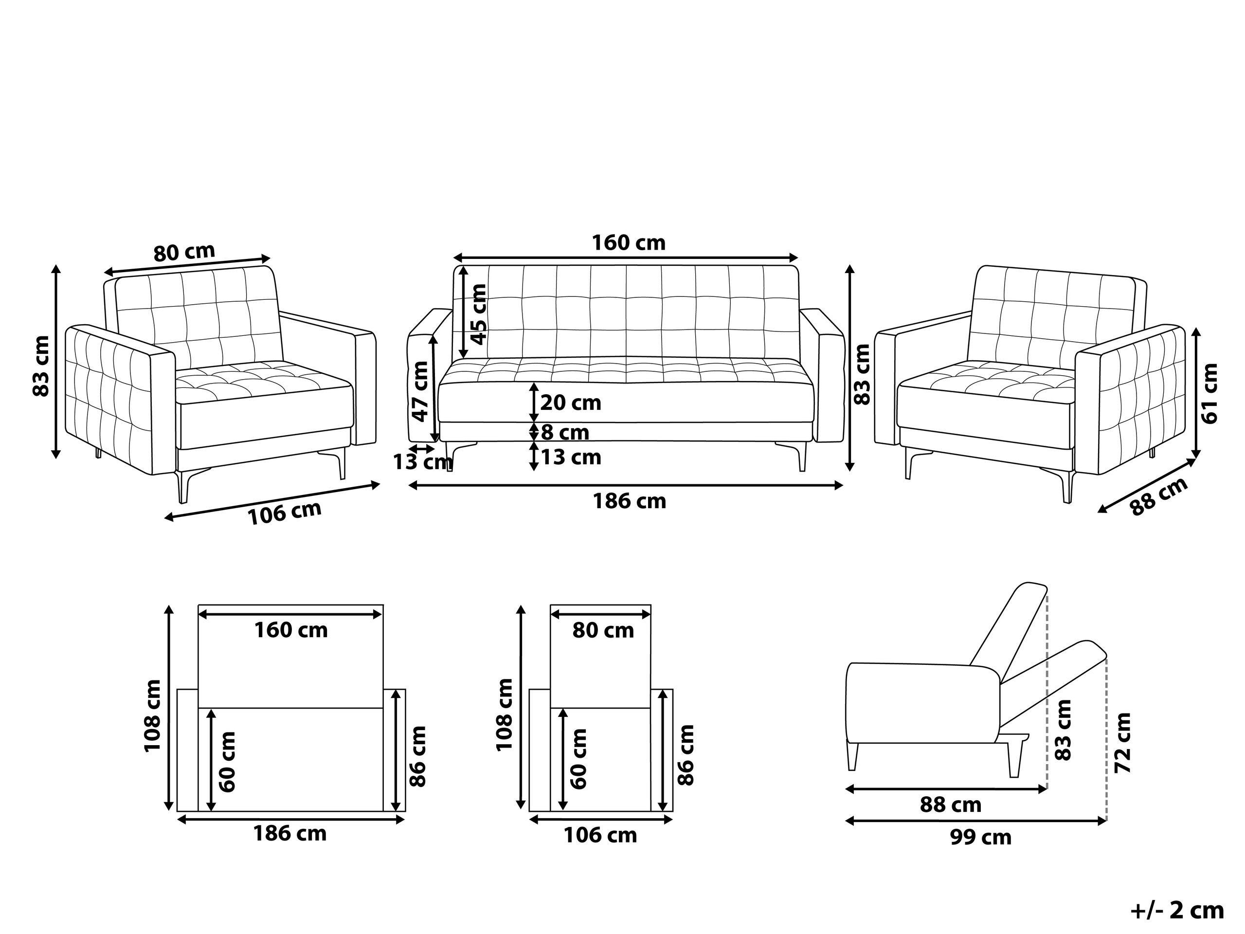 Beliani Wohnzimmer Set aus Samtstoff Modern ABERDEEN  