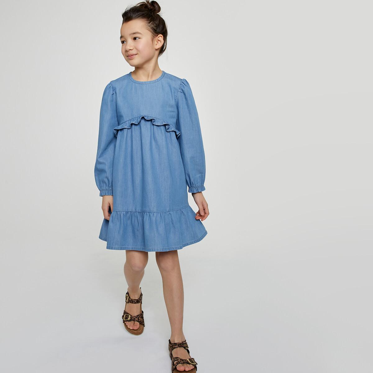 Image of Langärmeliges Kleid Aus Light-denim Mädchen Blau 5-6A
