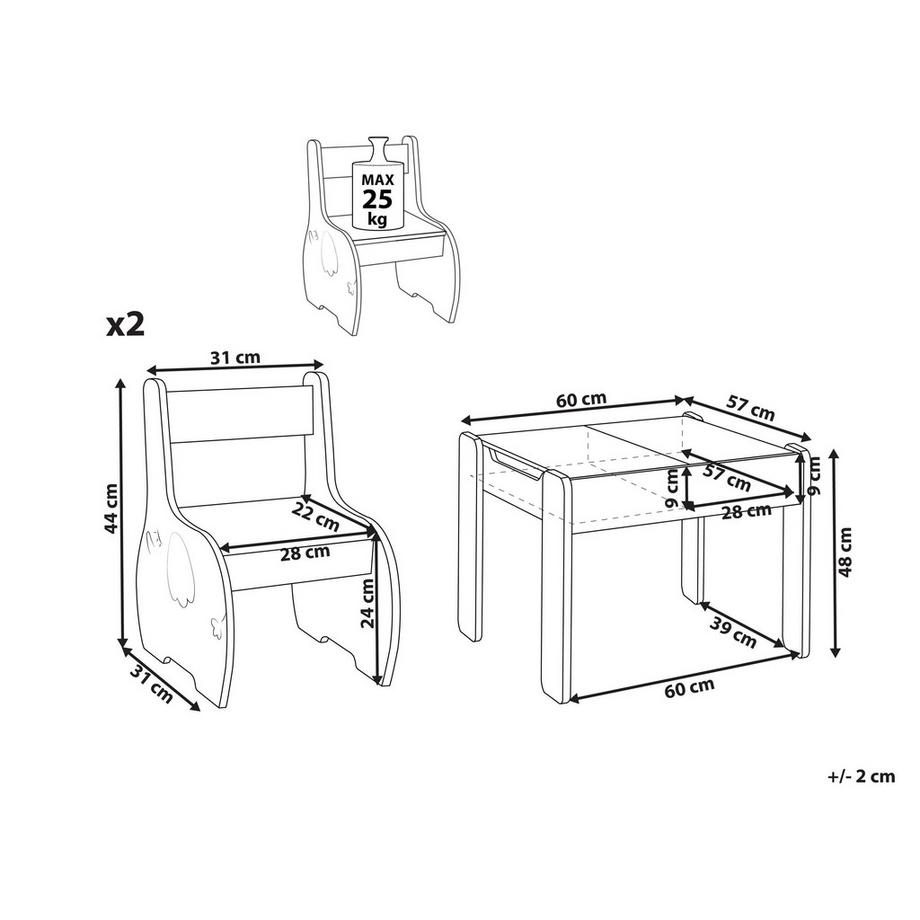 Beliani Tavolo per bambini con sedie en Fibra a media densità (MDF)  LOYD  