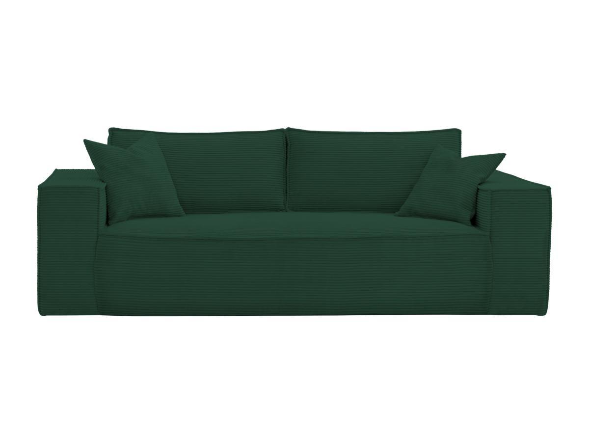 Vente-unique Sofa 3-Sitzer mit Matratze - Cord - Tannengrün - Liegefläche 140 cm - Matratze 14 cm mit Memory Schaum - AMELIA  