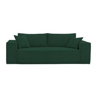 Vente-unique Sofa 3-Sitzer mit Matratze - Cord - Tannengrün - Liegefläche 140 cm - Matratze 14 cm mit Memory Schaum - AMELIA  