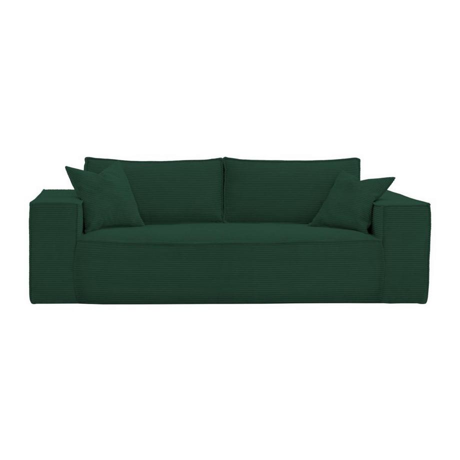Vente-unique Sofa 3-Sitzer mit Matratze - Cord - Tannengrün - Liegefläche 140 cm - Matratze 14 cm mit Memory Schaum - AMELIA  