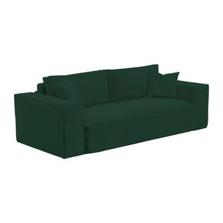 Vente-unique Sofa 3-Sitzer mit Matratze - Cord - Tannengrün - Liegefläche 140 cm - Matratze 14 cm mit Memory Schaum - AMELIA  