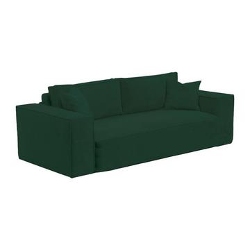 Canapé 3 places convertible express en velours côtelé vert sapin - Couchage 140 cm - Matelas 14 cm avec mémoire de forme - AMELIA