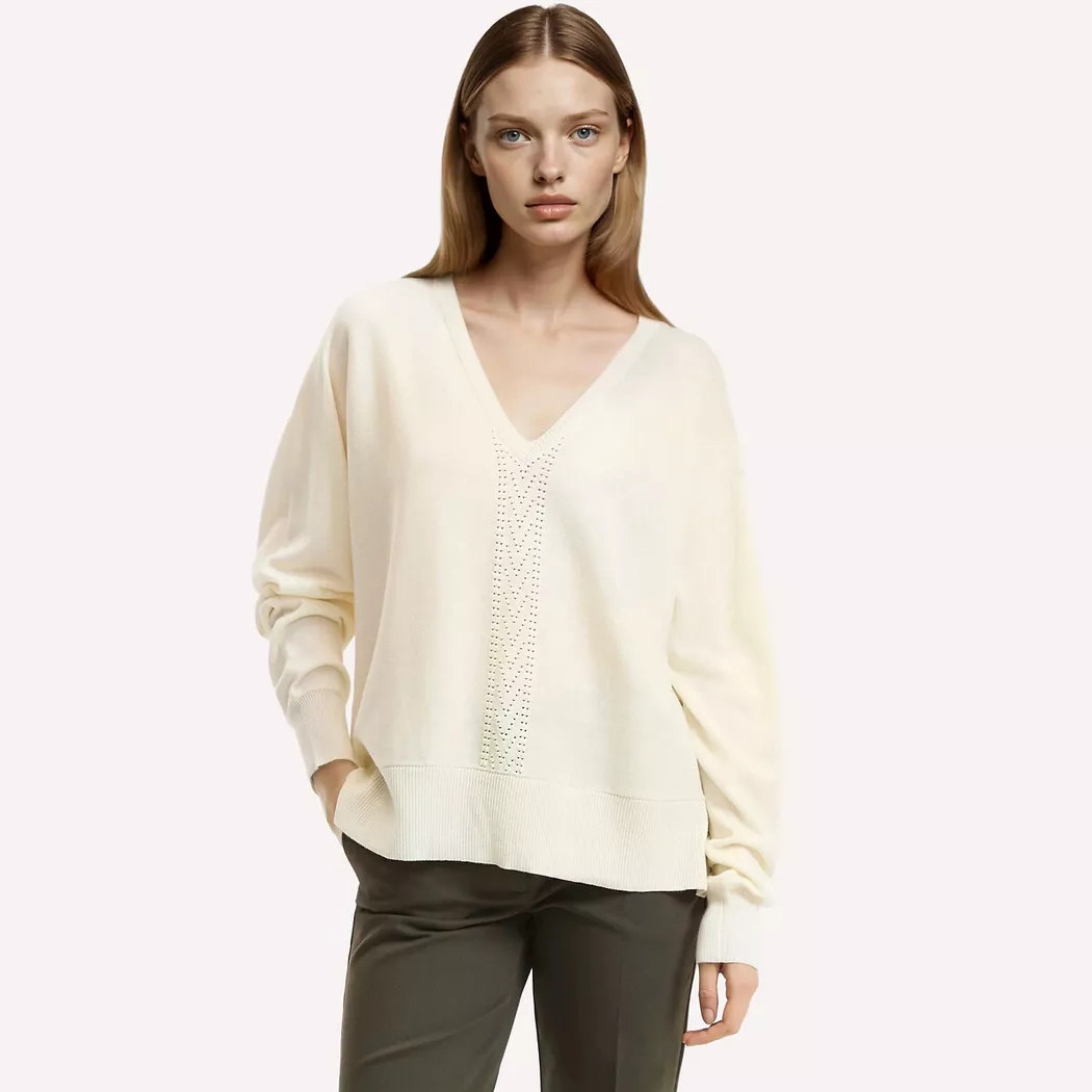 La Redoute Collections - V-Ausschnitt-Pullover aus Feinstrick, für Damen, Weiss, Größe S