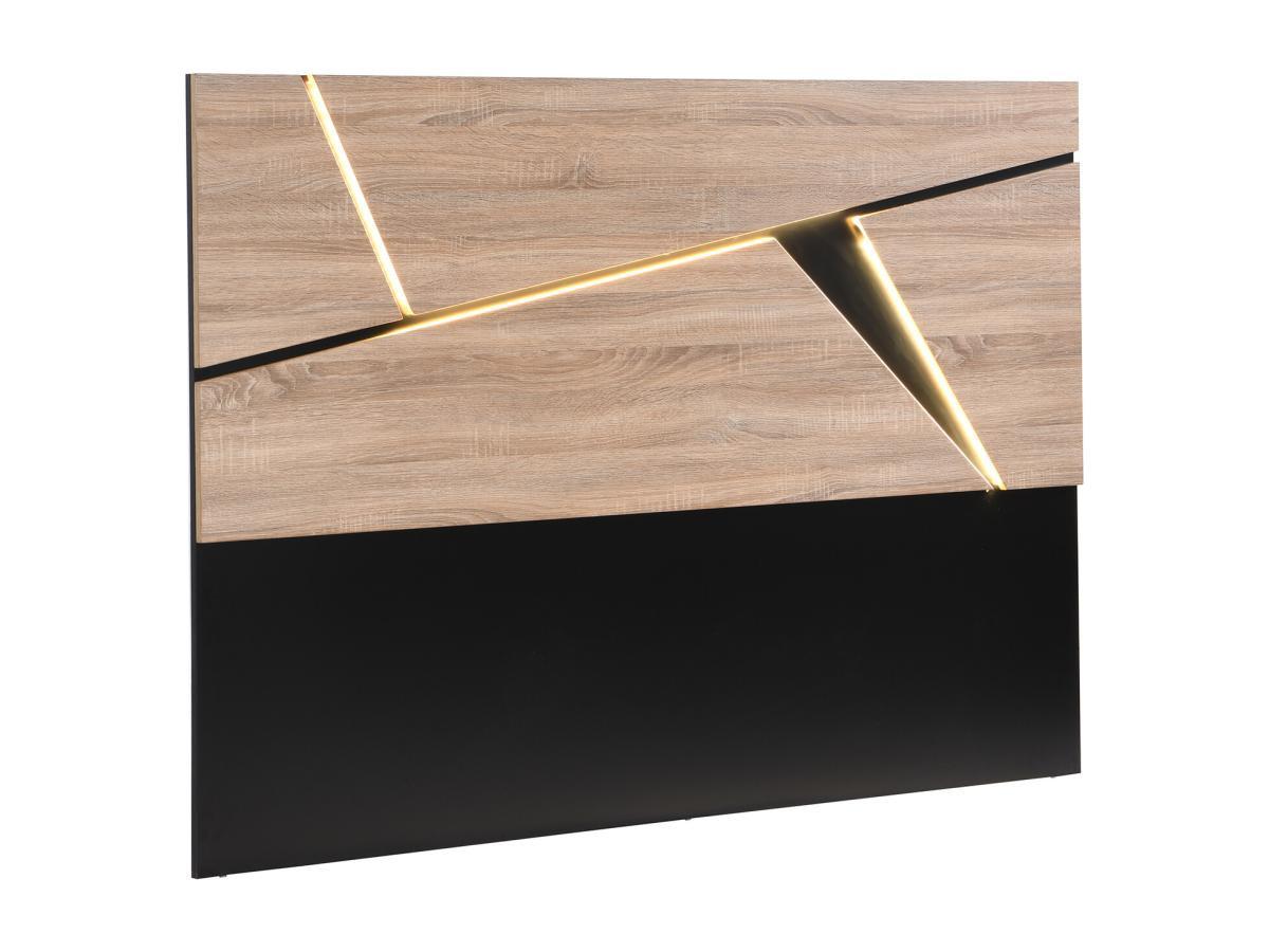 Vente-unique Testata 170 cm Con LED MDF Naturale e Nero - EDENIO  