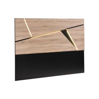 Vente-unique Testata 170 cm Con LED MDF Naturale e Nero - EDENIO  