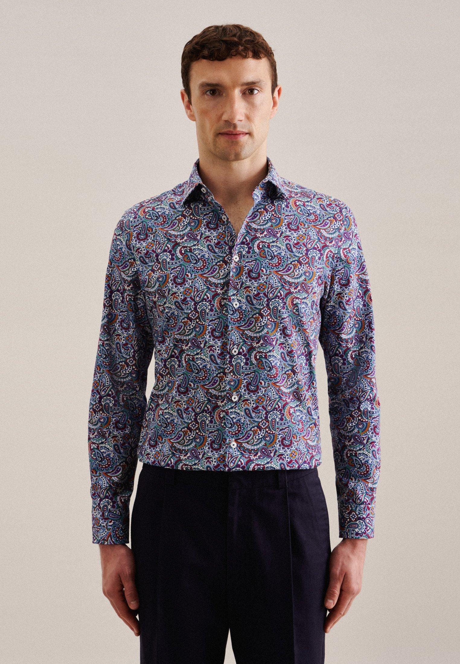 Seidensticker  Business Hemd Slim Fit Langarm Paisley 