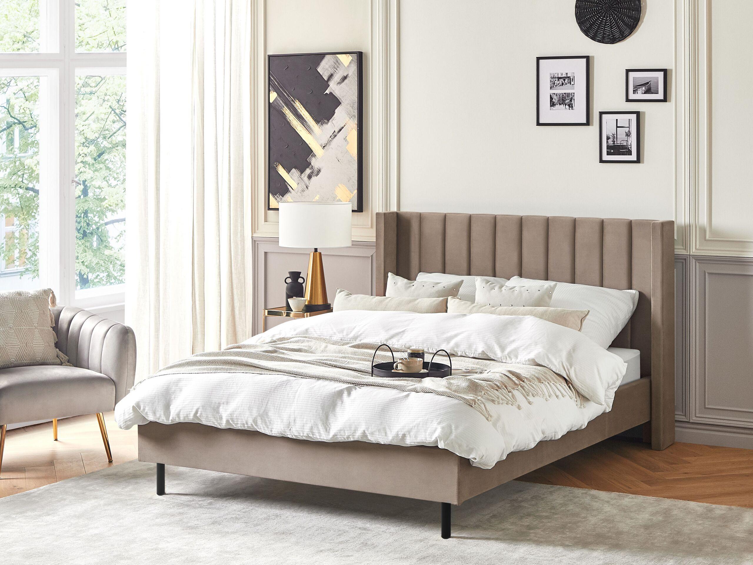 Beliani Bett mit Lattenrost aus Samtstoff Modern VILLETTE  