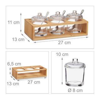 Northix Set di 3 barattoli per spezie con supporto in bambù  