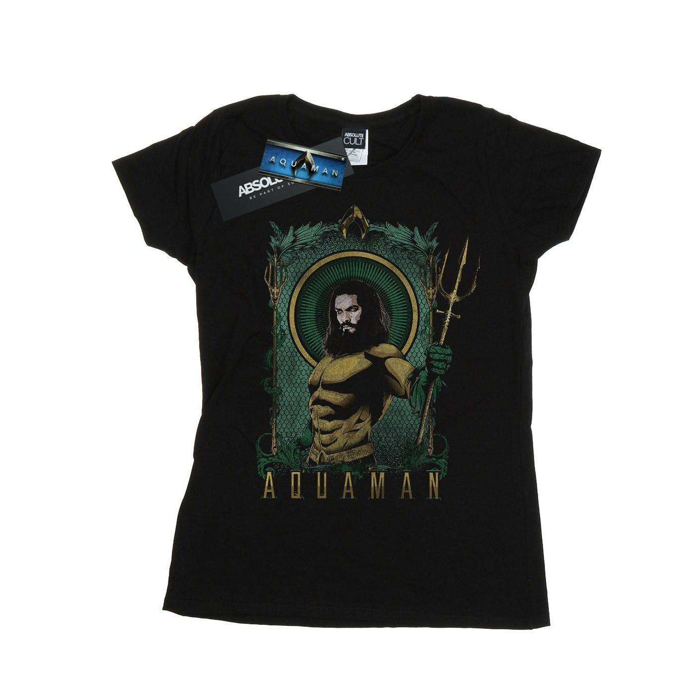 Image of Aquaman Framed Trident Tshirt Damen Schwarz XL