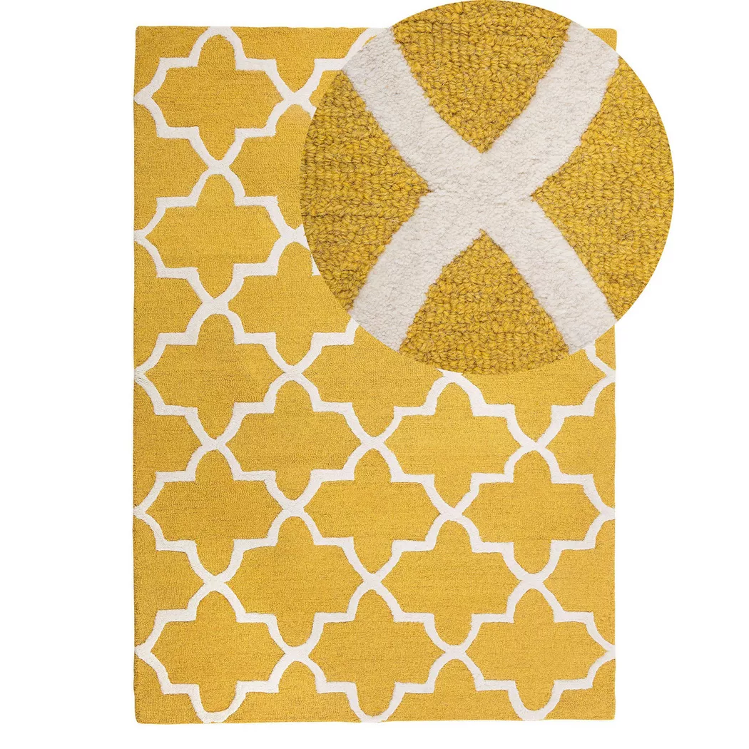 Beliani - Teppich aus Wolle  SILVAN, 200 cm, Gelb Bunt