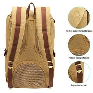 Only-bags.store Vintage Leinwand Rucksack Baumwolle Daypack für 15" Notebook mit Federmappe für Schule, Hochschule,  