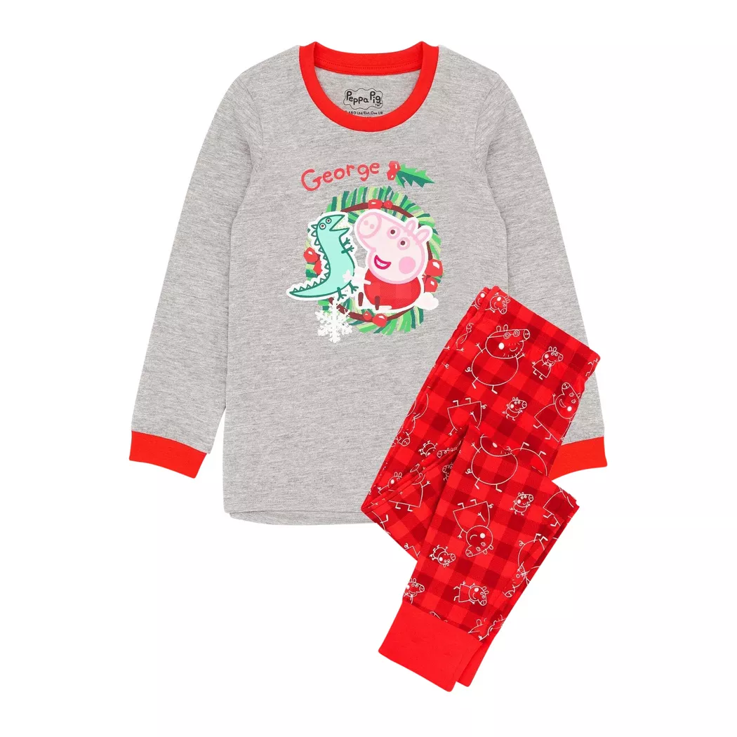 Peppa Pig - Schlafanzug weihnachtliches Design, 92, Rot Bunt