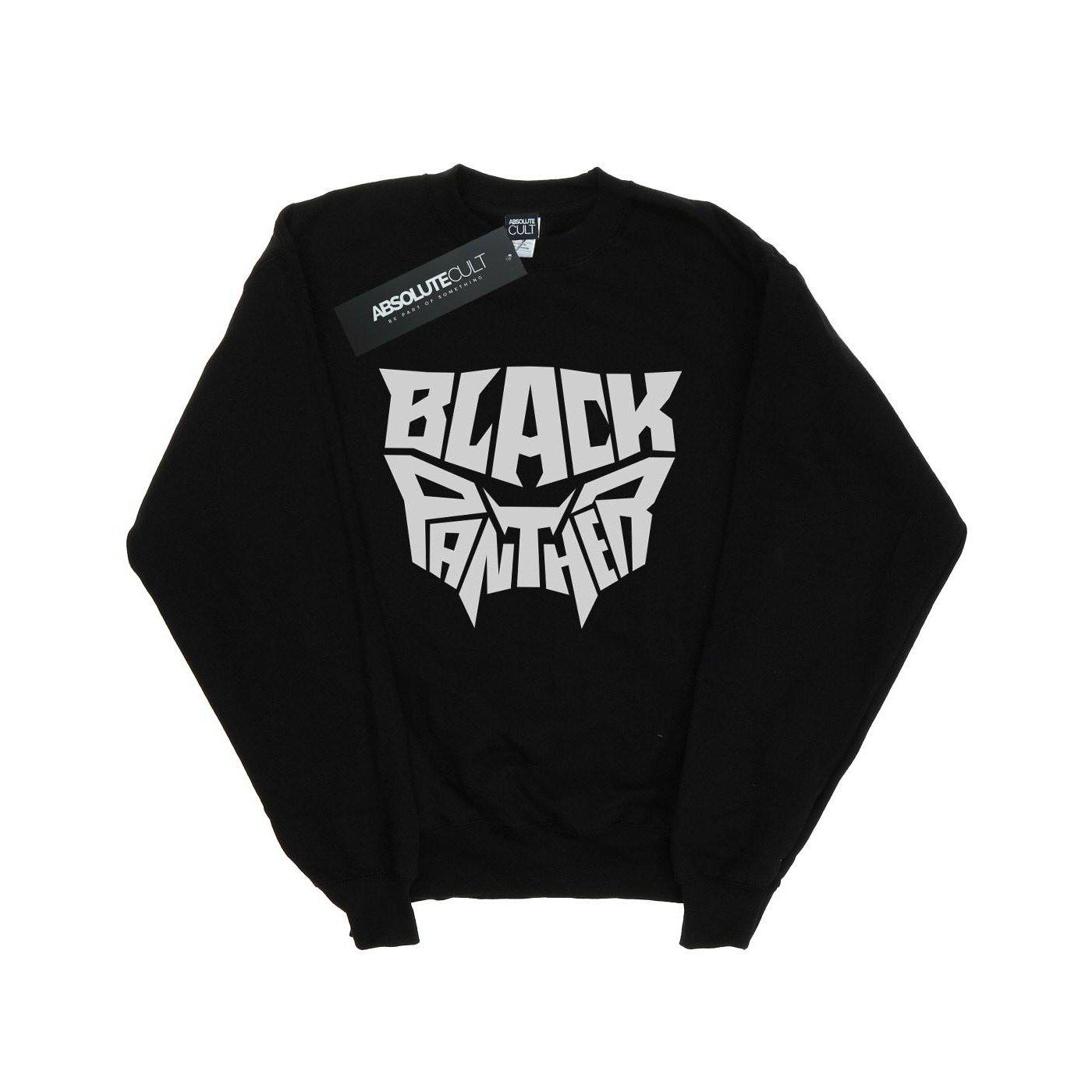 Image of Black Panther Worded Emblem Sweatshirt Unisex Schwarz 128