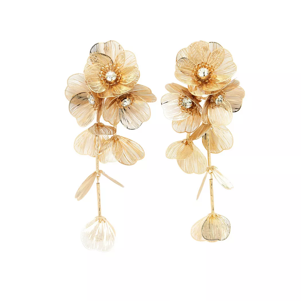 AVANT-GARDE PARIS - Kristallblüten-Quasten Goldplattierte Ohrringe, One Size