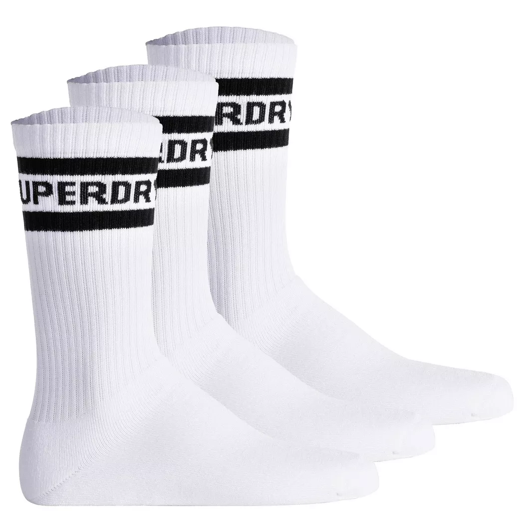 Superdry - Socken -COOLMAX SPORT CREW SOCK 3PK, für Damen, Weiss, Größe 36-38