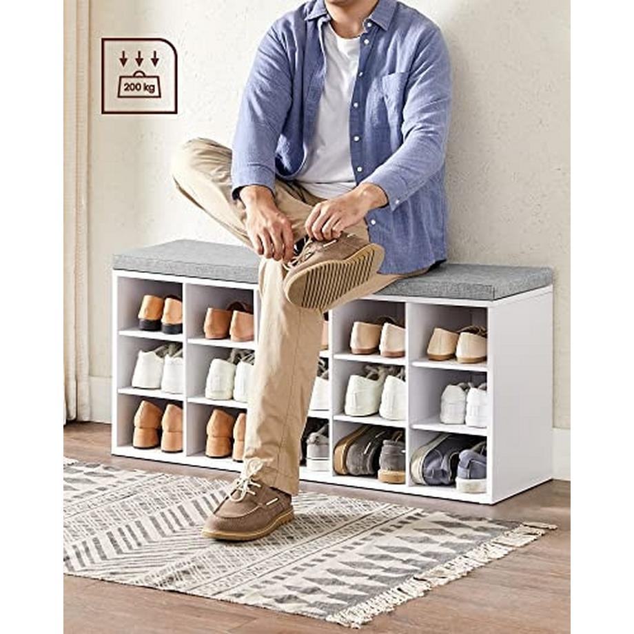 Pricenet Banc à chaussures rembourré avec 15 compartiments, assemblage facile  