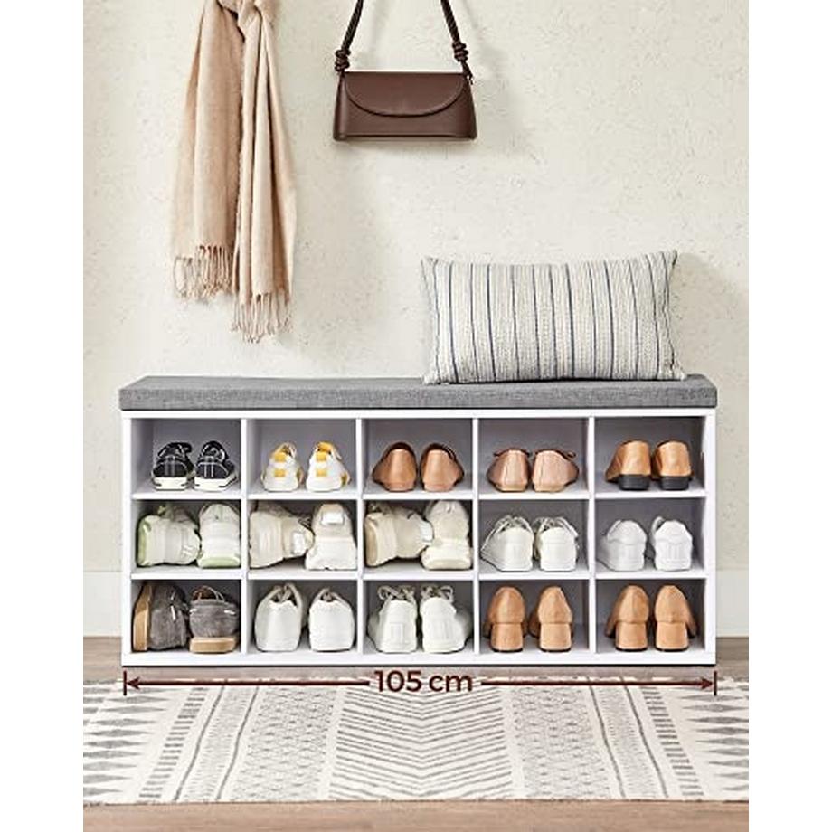 Pricenet Banc à chaussures rembourré avec 15 compartiments, assemblage facile  