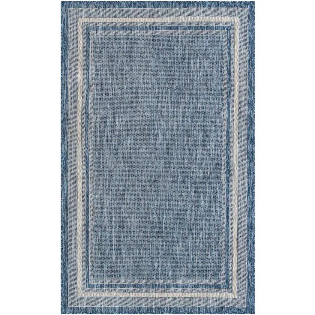 Hadorn - Teppich Tulum Outdoor Border, 125X190CM, Blau
