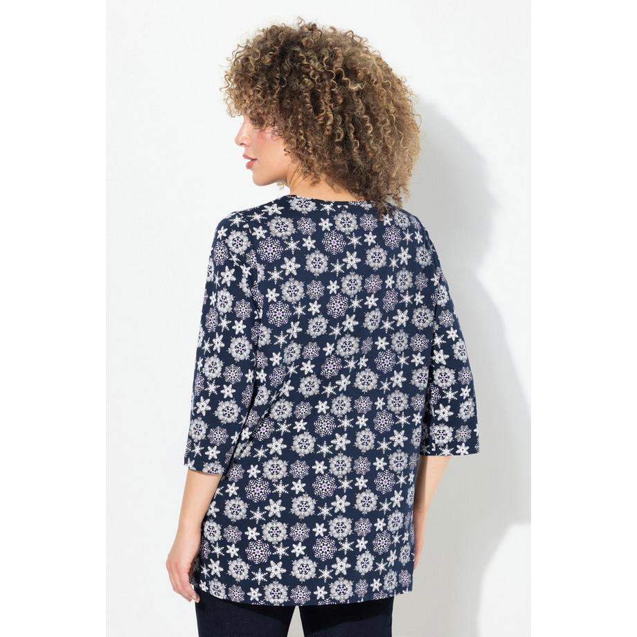 Ulla Popken Flocon de neige Ligne A Col V Manches 3/4 T-shirt  