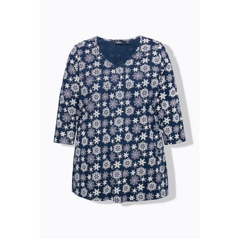 Ulla Popken Flocon de neige Ligne A Col V Manches 3/4 T-shirt  