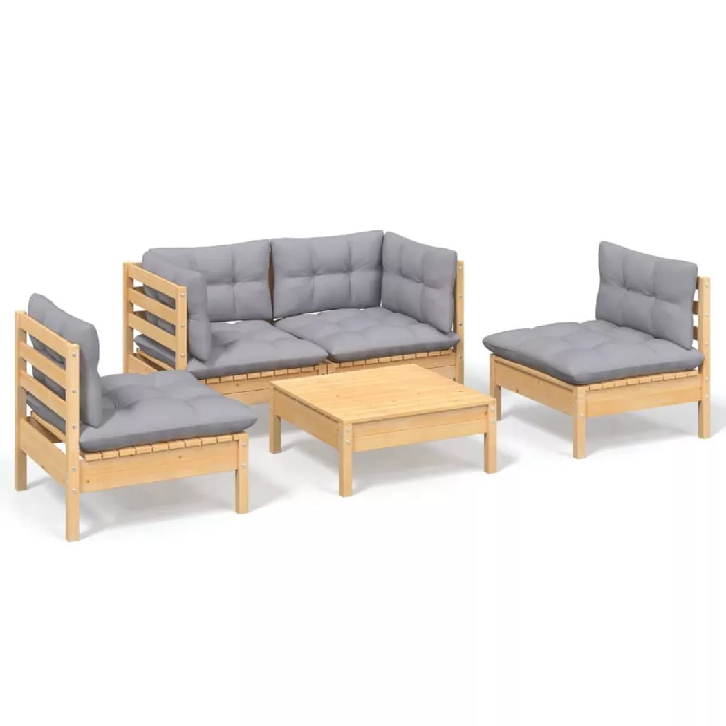 VidaXL - Garten-lounge-set kiefernholz, One Size, Grau