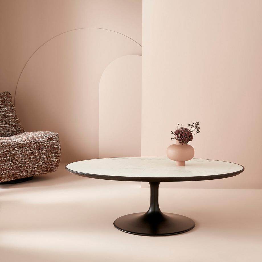 Calicosy Tavolino ovale in marmo bianco - TULIPE  