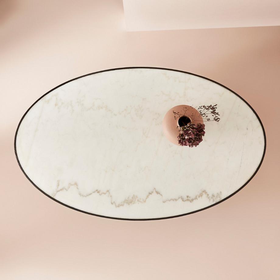 Calicosy Tavolino ovale in marmo bianco - TULIPE  